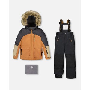 Deux par Deux Boy Two-Piece Play Snowsuit with Colorblocked Jacket Black - 1 of 4