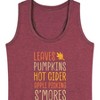 Women's - Instant Message - Fall Bucket List Leaves, Pumpkins, Hot Cider Graphic Racerback Tank - 2 of 4