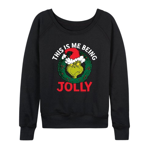 Women's - Dr. Seuss - The Grinch This Is Me Being Jolly Lightweight French Terry Slouchy - image 1 of 4