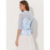 INSPIRE CHIC Women's Bussiness Casual Blazers Floral Lace 3/4 Sleeve Single Button Elegant Blazer Suits - 4 of 4