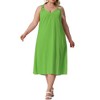 Agnes Orinda Women's Plus Size Elegant Texture V-Neck Sleeveless Pleated Back Midi Dress - 2 of 4