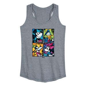 Women's - Disney - Mickey Friends Urban Grid Graphic Racerback Tank - 1 of 4