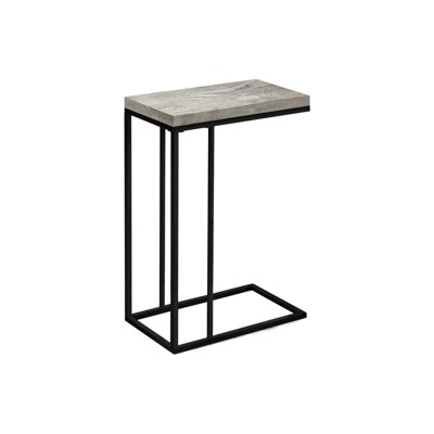 FONTOI C-shaped End Table, Side Table, Accent Table for Living Room Bedroom, Gray&Black, 10.25"*25.25"*18.25"