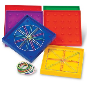 Learning Resources 5" Double-Sided Assorted Geoboard Shapes 6pc Ages 5plus: Math & Counting Kits, Kindergarten Educational Toy - 1 of 4