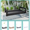 Twin Size Porch Swing Bed Seating Group, Patio Swing Acacia Wood Frame With Ropes, Swings Chair Supporting Up To 400Lbs-Cuddlewood - 3 of 4
