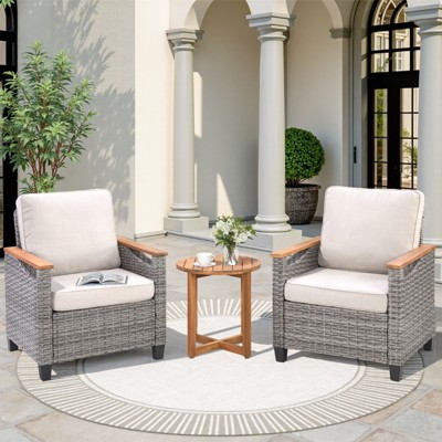 Outdoor Wicker Patio Seating Set All Weather PE Rattan Conversation Set with Cushion