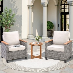 Outdoor Wicker Patio Seating Set All Weather PE Rattan Conversation Set with Cushion - 1 of 4