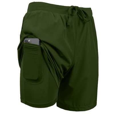 Jump Start Men's 2 in 1 Stretch Active Quick Dry Gym Running Shorts With Liner