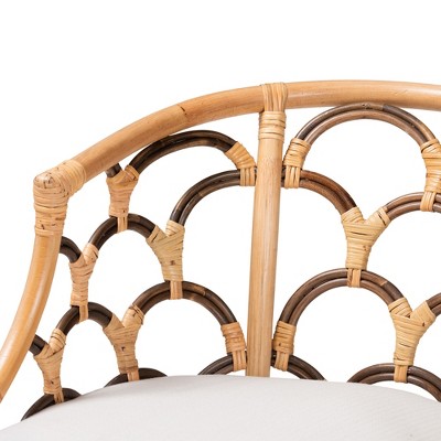 Handcrafted Natural Brown Rattan Geometric Barrel Chair