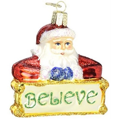 Old World Christmas Glass Blown Ornament for Christmas Tree, Believe Santa