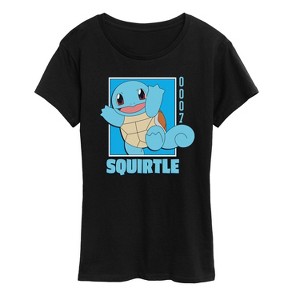 Women's - Pokémon - Squirtle Pokedex-  Women's Short Sleeve Graphic T-Shirt Short Sleeve Graphic T-Shirt - 1 of 4