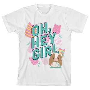 Squishmallows Oh, Hey Girl Youth White Crew Neck Short Sleevve Tee - 1 of 3