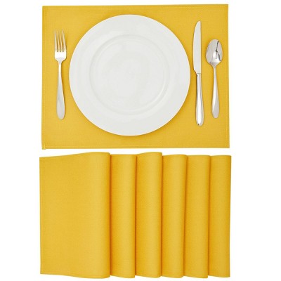 Farmlyn Creek Woven Placemat Set of 6 for Dining Table, Patio, 12.6x16.5 in, Yellow