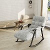 TiramisuBest Folding Rocking Chair with Adjustable Back & Footrest, Teddy Fabric Lounge Chair with Side Pockets for Living Room, Nursery¨CGrey - 2 of 4
