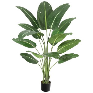 Fake Banana Tree Plant with Pot - Artificial Tree Bird of Paradise, Faux Plant for Home ＆Office Decoration - 1 of 4