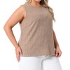 Agnes Orinda Women's Plus Size Ribbed Knit Sleeveless Casual Comfty Tank Tops - 2 of 4