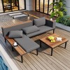Modern Luxury Patio Sofa Set,Outdoor Patio Conversation Set with Cushions and Coffee Table,L-Shaped Sectional Sofa for Backyard Porch-Coolbibila - 2 of 4