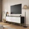 Modern MDF Cabinet TV Stand with 4-Door, Metal Legs, Adjustable Foot Pegs, and High-Gloss Finish for Living Room - 3 of 4