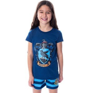 Harry Potter Girls' Hogwarts Castle Shirt and Shorts Pajama Set - All 4 Houses - 1 of 4