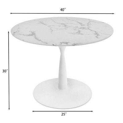 White Round Marble Dining Table with Gold Steel Base