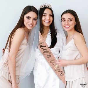 KatchOn, Glitter Bachelorette Party Decorations Set - Pack of 3 | Rose Gold Bride to Be Sash and Veil | Bridal Shower Decorations - 1 of 4