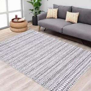 TROPOW Washable Area Rugs, Vintage Oriental Rug, Low Pile Stain Resistant Carpet with Non-Slip Backing, Stain Resistance Rug for Bedroom Dining Room - 1 of 4