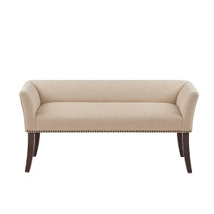 XINGHANZHENXUAN Upholstered Accent Bench, Low Back with Flared Arms & Nailhead Trim, Solid Wood Frame, Easy Assembly - 1 of 4
