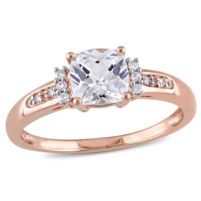 Everly Jewelry – 10K Pink Gold 1 1/4 TGW Created White Sapphire and Diamond Fashion Ring