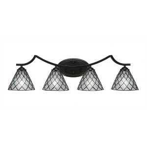 Toltec Lighting Zilo 4 - Light Vanity in  Matte Black with 7" Diamond Ice Art Glass Shade - 1 of 1