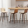 Bekrvio 26"/29" Swivel Bar Stools Set of 1/2/3/4, Faux Leather Upholstered Counter Chairs with Wood Legs, Mid-Century Seating for Kitchen Island - 2 of 4