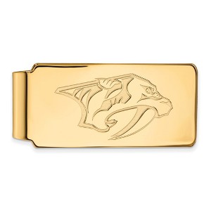 Black Bow Jewelry 14k Yellow Gold Plated Sterling Silver Nashville Predators NHL Money Clip - 1 of 3