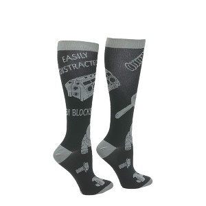 Easily Distracted By Blocks Funny Mechanic Compression Socks For Men - Crazy Dog Compression Socks - 1 of 4