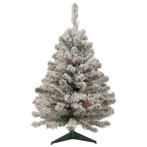 Northlight Pre-Lit Medium Heavily Flocked Madison Pine Artificial Christmas Tree - 3' - Multi Lights - 1 of 4