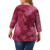 Agnes Orinda Women's Plus Size Tie Dye 3/4 Sleeve Side Slit V Neck Trendy Spring Tops - 4 of 4
