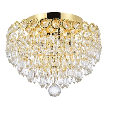 Gold Royal Cut Crystal Flush Mount Light Fixture