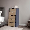 ORRD 5-Drawer Dresser Blue & Natural Oak - Modern Storage Chest for Bedroom Organization, Space Saving Design - 2 of 4