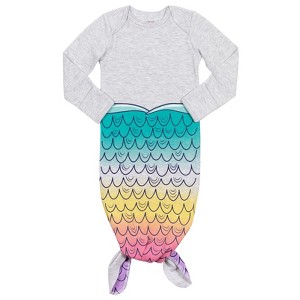 Funstuff Lion Mermaid Shark Milestone Ruler Baby Long Sleeve Swaddle Sleeper Gown Newborn to Infant  - 1 of 4