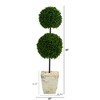 Nearly Natural 4-ft Boxwood Double Ball Artificial Topiary Tree in Country White Planter UV Resistant (Indoor/Outdoor) - 2 of 4