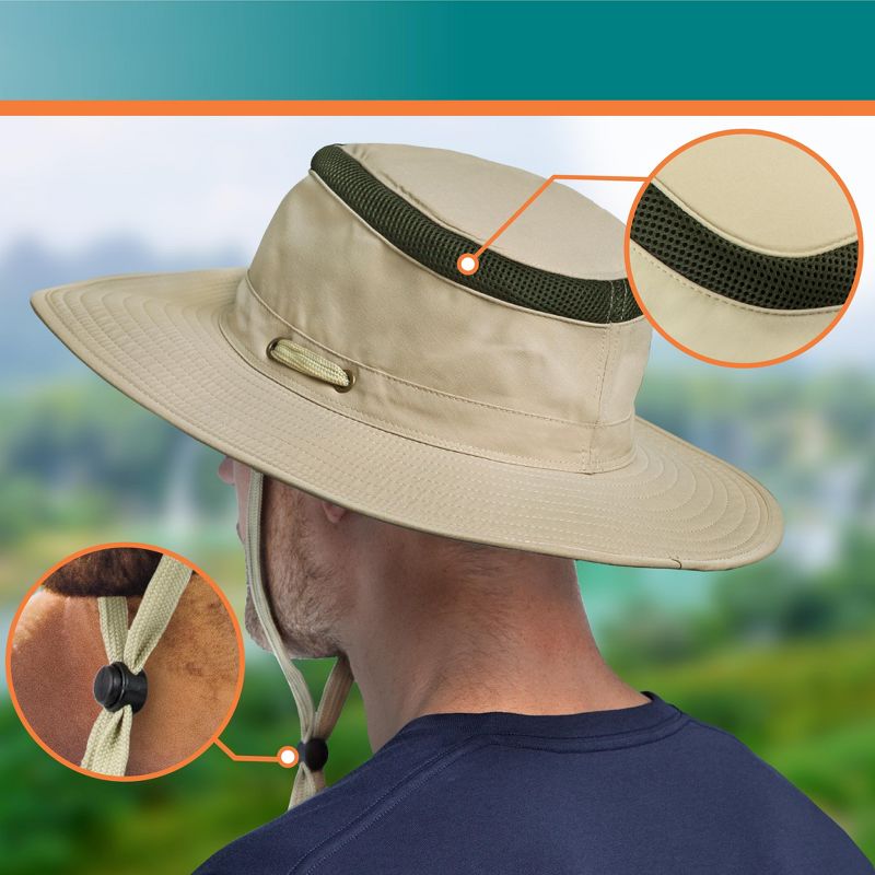 SUN Cube Sun Hat For Men, Women Wide Brim Safari Hat, Hiking Hat UV Sun Protection, Bucket Boonie Hat, 4 of 9