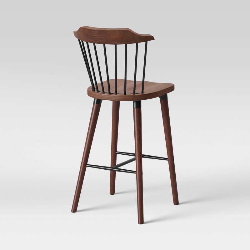 Delway Curved Back Mixed Material Counter Height Barstool Walnut - Threshold&#8482;, 5 of 8