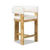 Jennifer Taylor Home Vavona 26.5" Burl Upholstered Barrel Back Counter Height Bar Stool, Polar Off-White Faux Shearling Fur - 2 of 4