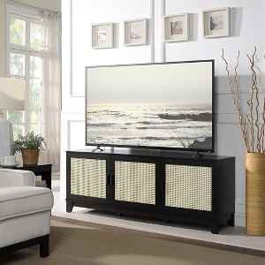 GDFStudio Stefan 63" Modern Cane and Wood TV Stand with 3 Soft-Close Doors - 1 of 4