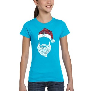 LA Pop Art Feliz Navidad Santa Claus - Girl's Word Art T-Shirt - 1 of 4