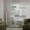 74.61"H Tempered Glass Display Cabinet with Bluetooth LED Light, Lockable Door & Casters for Living Room, Bedroom - 3 of 4