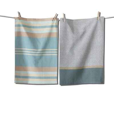 tagltd Waterside Stripe Flour Sack Dishtowel Set Of 2 Teal