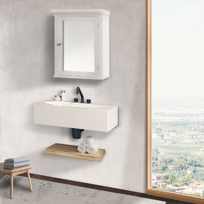 Crown Molded Top White Engineered Wood Medicine Cabinet