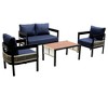 4-Piece Outdoor Iron Cnversation Sofa Set with Coffee Table, Rattan Decoration - 3 of 4