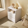ATJafurn White Cabinet Freestanding Storage Cabinet, Floor Cabinet Nightstands With 2 Drawers For Living Room, Bed Room - 2 of 4