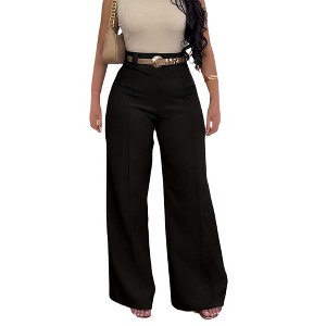 Coolmee Women's Palazzo Lounge Pants Stretchy Wide Leg Casual Pants Comfy High Waist Flowy Pants - 1 of 4
