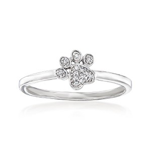 Ross-Simons Diamond-Accented Paw Print Ring in Sterling Silver - 1 of 4